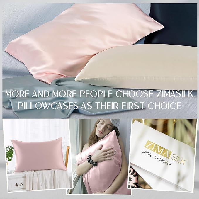 ZIMASILK 100% Pure Mulberry Silk Pillowcase for Hair and Skin Health,Both Sides 19 Momme Silk,1pc (Throw 18''x18'',Pink) - Bloomnest