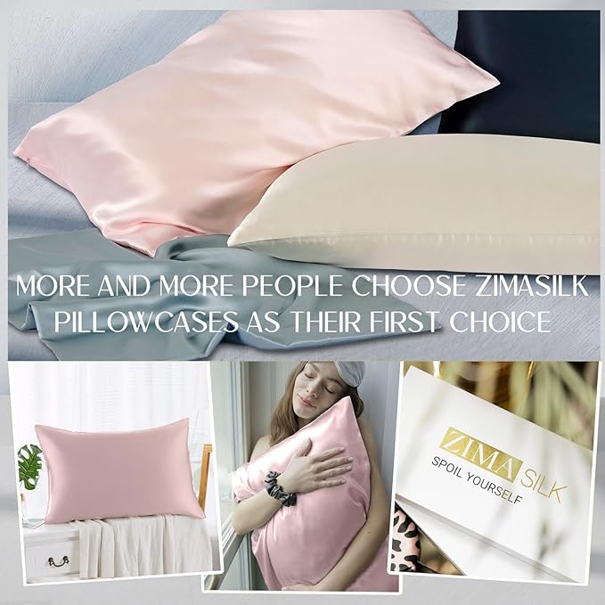 ZIMASILK 100% Pure Mulberry Silk Pillowcase for Hair and Skin Health,Soft and Smooth,Both Sides Premium Grade 6A Silk,600 Thread Count,with Hidden Zipper,1pc(Toddler 13''x18'',Pink) - Bloomnest