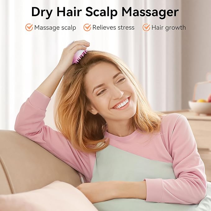 HEETA Scalp Massager Hair Growth, Soft Silicone Scalp Scrubber Shampoo Brush for Exfoliation, Dandruff Removal Head Massage Stress Relax, Wet & Dry Use for Thick Thin Curly Hair Care, Gradient Purple HEETA