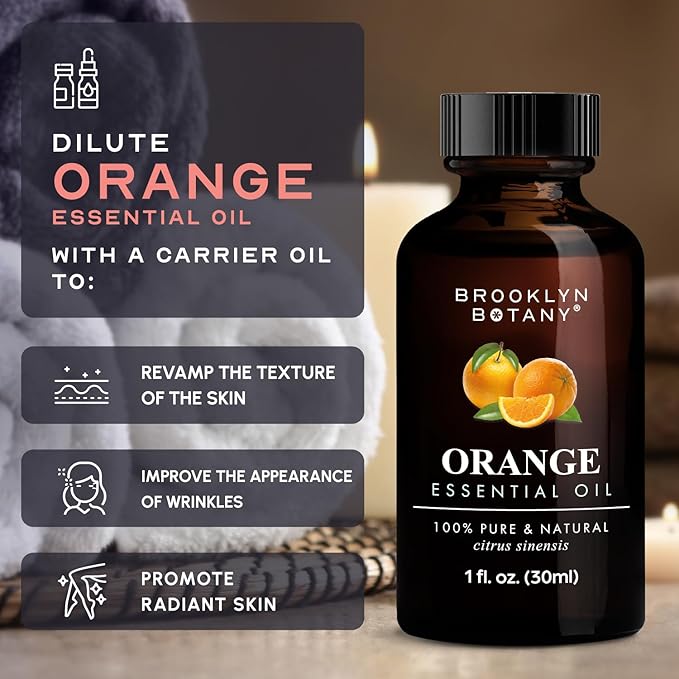 Brooklyn Botany Sweet Orange Essential Oil - 100% Pure and Natural - Premium Grade Oil with Dropper - for Aromatherapy and Diffuser - 1 Fl Oz - Bloomnest