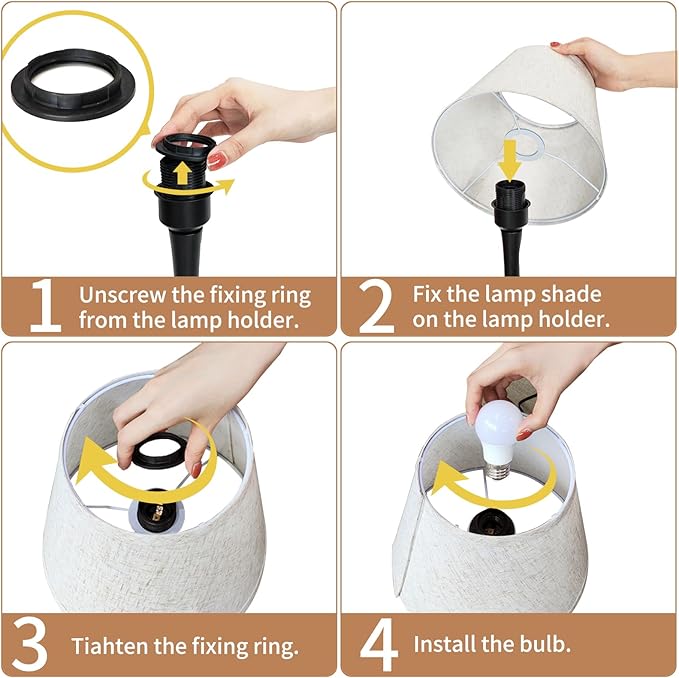 ONEWISH Touch Bedside Lamp Set of 2, Farmhouse 3-Way Dimmable Table Lamps for Nightstand with Fabric Shade, Desk Lamp for Reading, Bedroom, Livingroom, Office - Bloomnest