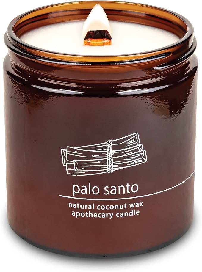 Hemlock Park Crackling Wood Wick Candle Handcrafted with Natural Coconut Wax (Large 16 oz, Palo Santo) - Bloomnest
