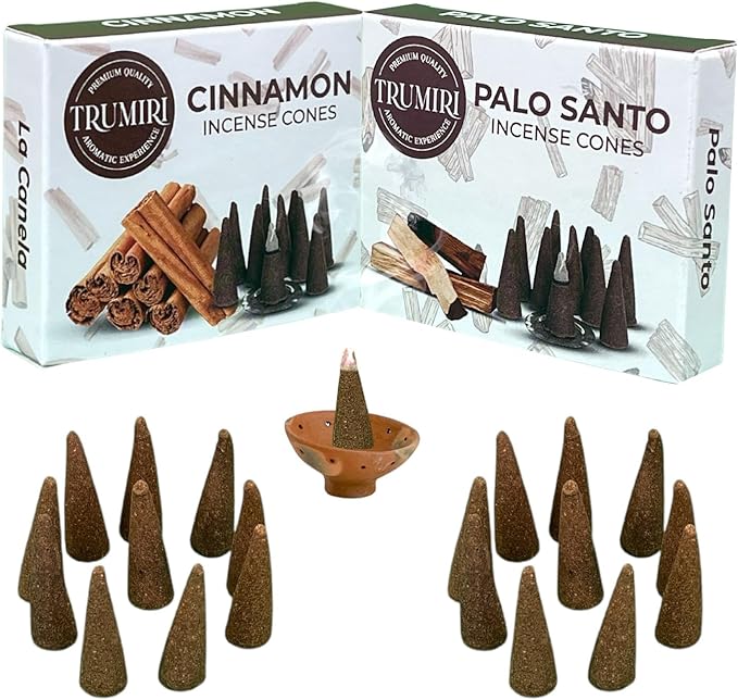 Palo Santo & Cinnamon Incense Cone Combo Pack - 10 Each TRUMIRI