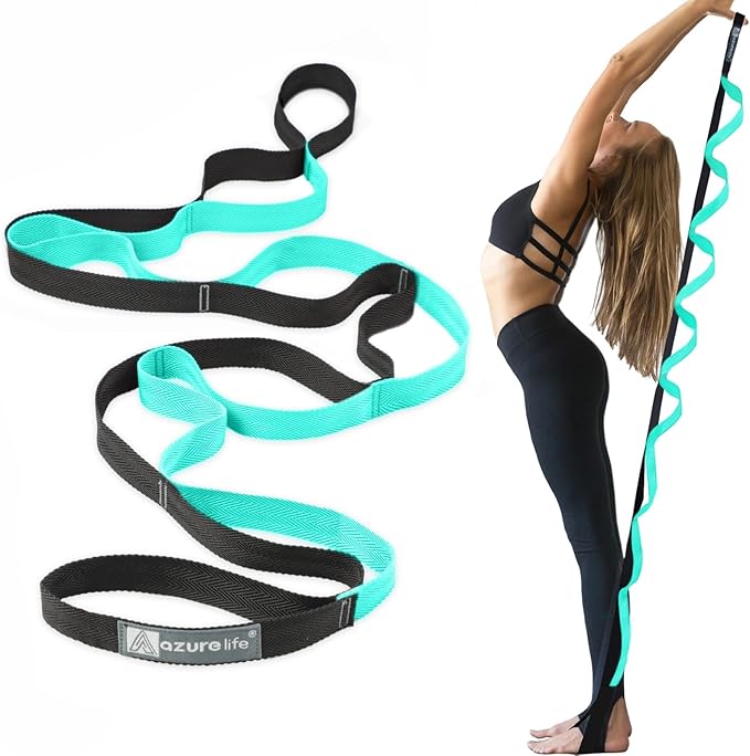 Premium Durable Stretch Straps with Loops, Stretching Strap for Physical Therapy, Multi-Loop Yoga Strap Fitness Exercise Strap for Yoga, Pilates, Dance, Flexibility&Exercise - Bloomnest