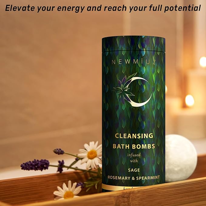 Sage Bath Bombs Spiritual Bath Energy Clearing Protection Shielding Smokeless Smudging Sage Rosemary and Spearmint Relaxation Stress Relief Spa Gift - Bloomnest