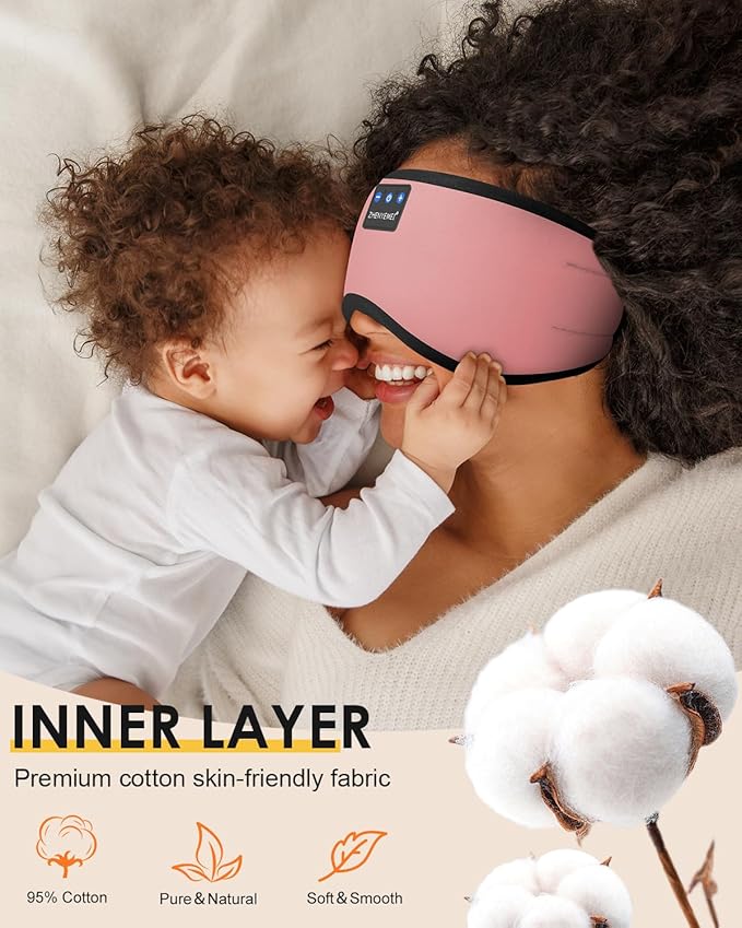 Bluetooth Sleep Mask Headphones 3D Deep Eye Mask with Headphones,Can Play 14 Hours Breathable 100% Blackout Sleeping Mask for Travel/Nap,Sleep Aids with Travel Bag Tech Gadgets for Men Women - Bloomnest