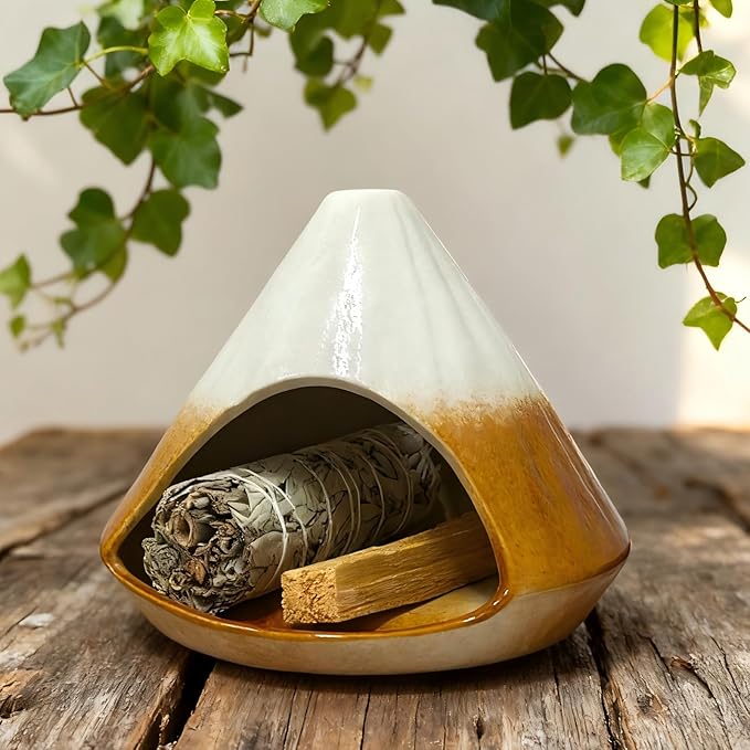 Palo Santo Holder， Incense Holder, Mini Chimney Incense Burner, Suitable for Palo Santo Sticks, Cone Incense, Candles, and Sage Smudging， an Ideal Choice for Yoga Meditation and Altar Decoration Bloomnest