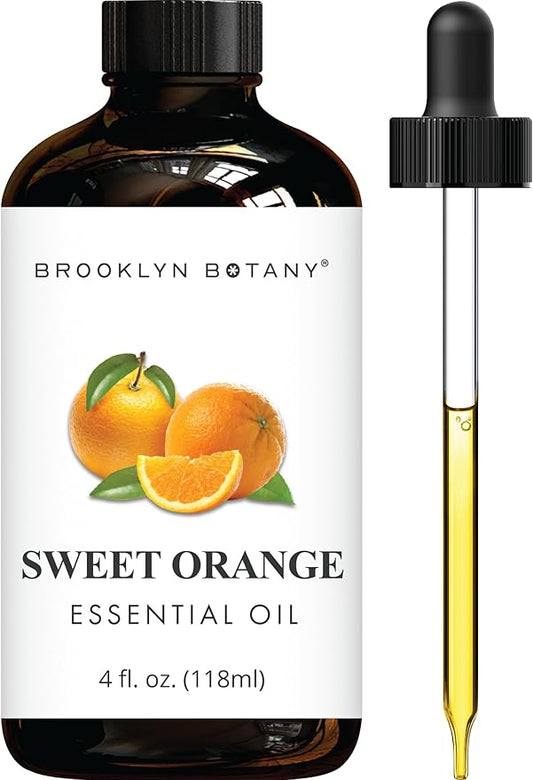 Brooklyn Botany Sweet Orange Essential Oil - Huge 4 Fl Oz - 100% Pure and Natural - Premium Grade with Dropper - for Aromatherapy and Diffuser - Bloomnest