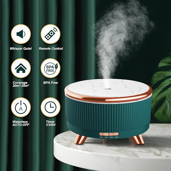 Diffusers for Essential Oils Large Room, 500ml Aromatherapy Diffuser Cool Mist Humidifier with Remote Control,7 Colors Lights & 5 Mist Mode Waterless Auto Off for Women Office Home - Bloomnest