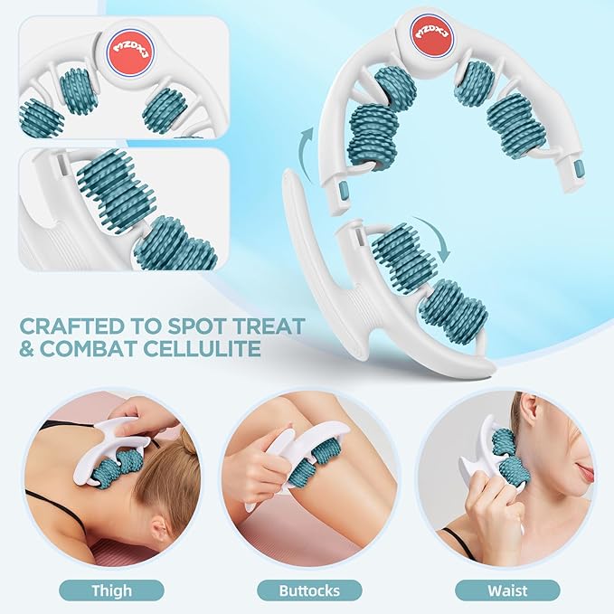 Cellulite Massage Tool Muscle Roller - Deep Fascia Massager & Dimpled Skin Remover for Legs, Thighs & Buttocks - Anti-Cellulite Roller, Smooth Skin, Pain Reliefs (Green) - Bloomnest