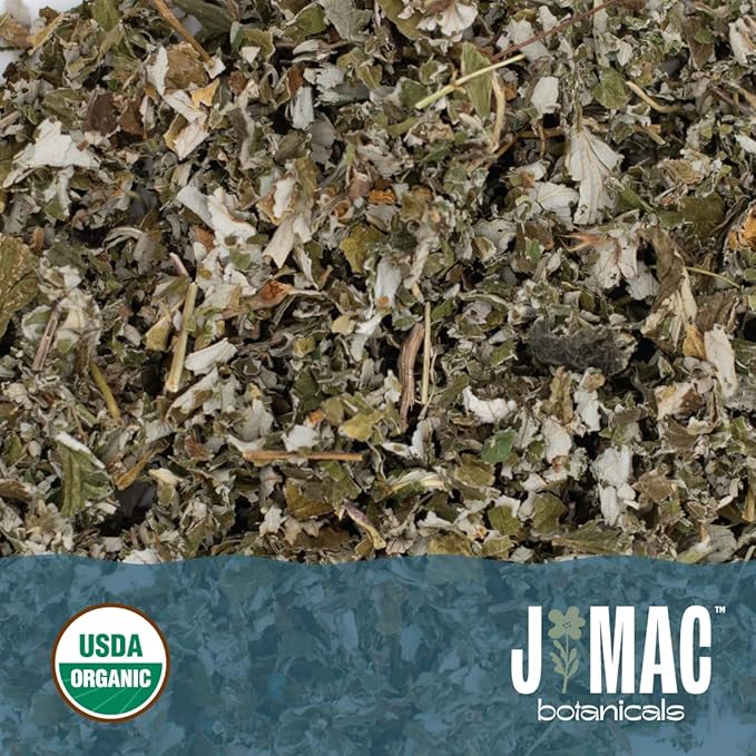 J Mac Botanicals, Organic Red Raspberry Leaf, Herbal tea (16 ounce bag 200+ cups) cut & sifted dried leaf, pack of 2 - Bloomnest