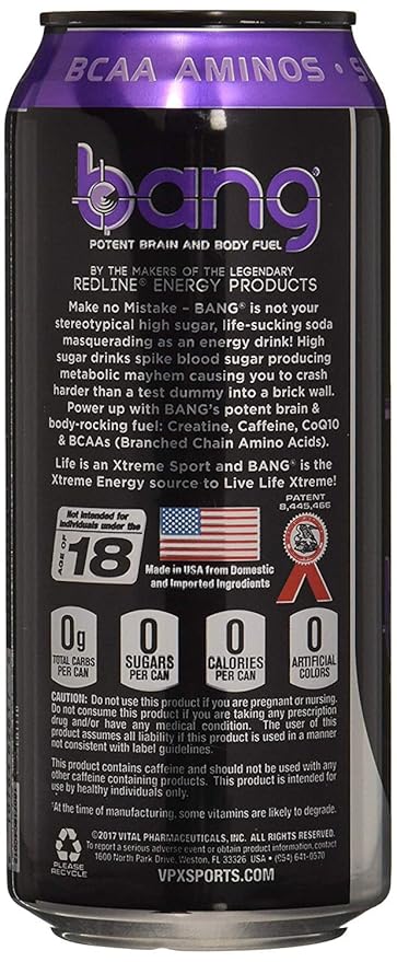 Bang Energy Purple Haze, Sugar-Free Energy Drink, 16 Ounce (Pack of 12) - Bloomnest