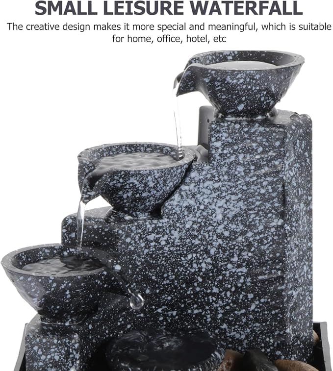 PRETYZOOM Mini Tabletop Water Fountain, USB or Battery Operated Zen Meditation Fountain, 4-Tier Cascading Waterfall for Relaxing Ambiance for Office Desk, Bedroom, Yoga & Home Decor, 6.6-Inch - Bloomnest