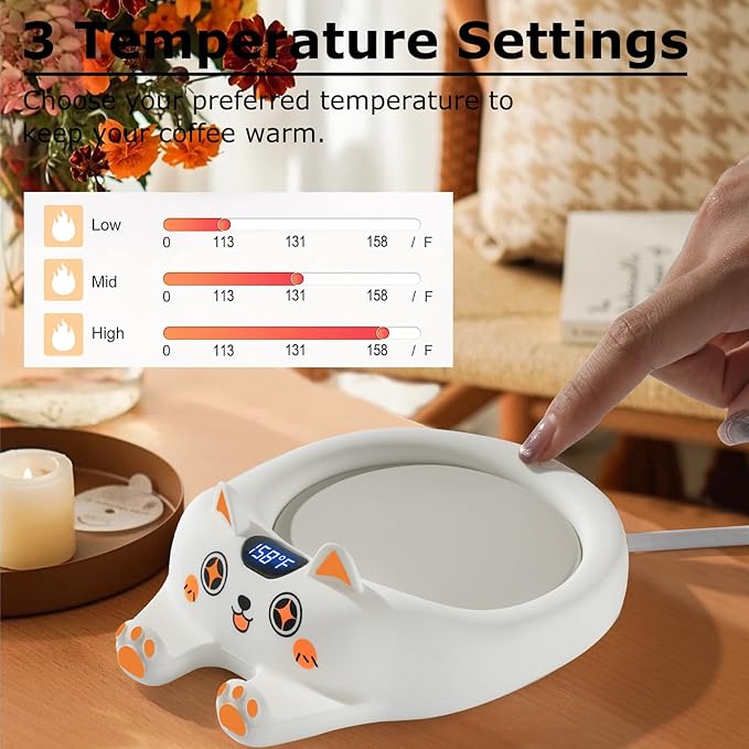 PUSEE Coffee Mug Warmer Auto Shut Off, 3 Temp Coffee Warmer for Desk, Candle Warmer Plate Safely Melt The Candle Releases Scents,Enjoy Your Warm Coffee Tea,Coffee Gifts for Women Men - Bloomnest