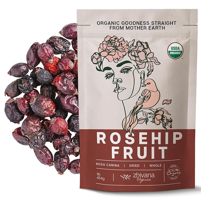Organic Rose hips Dried Whole (16oz.) – Rosehip Fruit Tea Loose (Rosa Canina) – Source of Vitamin C from Food – European Origin - Bloomnest