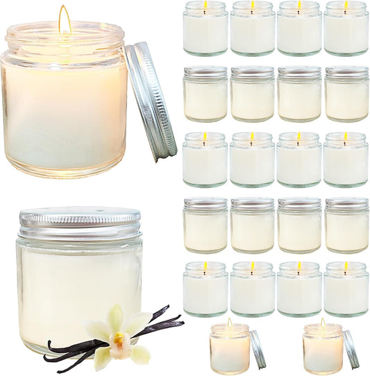24 Pcs 4 Oz Mini Soy Candles,Vanilla Scented,Aromatherapy Candle,Bulk Candle Set，Great Stress Relieving Scented Candles for Girls as a Gift for Birthdays, Weddings and More!