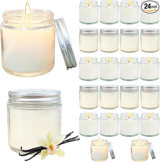 24 Pcs 4 Oz Mini Soy Candles,Vanilla Scented,Aromatherapy Candle,Bulk Candle Set，Great Stress Relieving Scented Candles for Girls as a Gift for Birthdays, Weddings and More! - Bloomnest