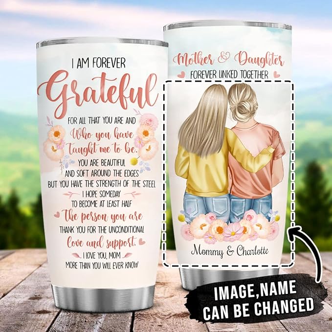 wowcugi Mom Tumbler Personalized Gift For Mom From Daughter Mother Daughter Tumblers 20oz 30oz Coffee Travel Mug with Lid Birthday Mothers Day Christmas Presents For Moms Mommy - Bloomnest