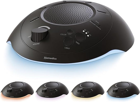Homedics Sleep Better Portable Sound Machine, Night Light,12 Soothing Sounds Including White Noise, Rain, and Thunderstorm, Ultra-Portable Design, Auto-Off Timer, Ideal for Travel & Baby Sleep, Black - Bloomnest