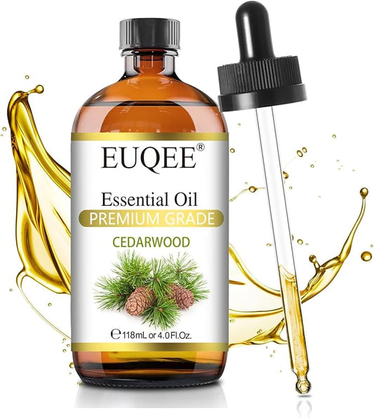 EUQEE Cedarwood Essential Oil 118mL Pure Cedarwood Oil Premium Essential Oil for Diffuser, Humidifier - with Glass Dropper (4fl.oz) - Bloomnest