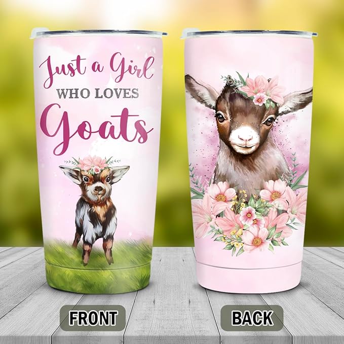 winorax Goat Tumbler 20oz Just A Girl Who Loves Goats Tumblers Stainless Steel Insulated Coffee Cup with Lid Gift For Women Girls Birthday Christmas Presents Stuff - Bloomnest
