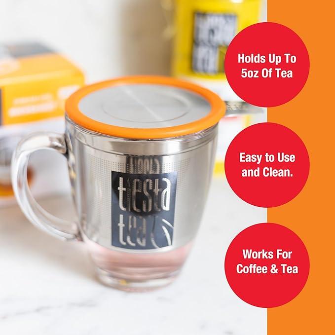 Tiesta Tea Brewbasket Stainless Steel Infuser Basket for Loose Leaf, Reusable Fine Mesh Strainer for Hot & Iced Drinks, Loose Leaf Steeper, Single Cup Tea Diffuser, Holds 5 Ounces - Bloomnest