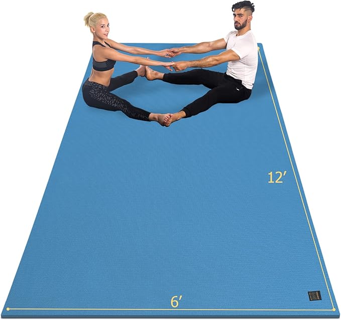 GXMMAT Large Yoga Mat 12'x6'/10'x6'/6'x8'(7mm), Extra Thick Workout Mats for Home Gym Flooring, Ultra Comfortable Non-Slip Quick Resilient Barefoot Wide Exercise Mat for Pilates, Stretching,Meditation - Bloomnest