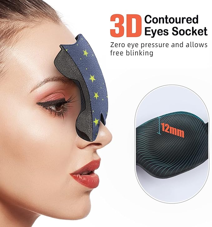 Sleep Mask Invisible Alar Deep Orbit 3D Eye Mask Ultra Lightweight & Comfortable Sleeping Mask for Travel, Nap Shift Works 3 Pack - Bloomnest