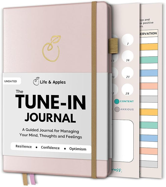 Life & Apples Journal for Women – Guided Mindfulness Journaling Notebook with prompts - for Improved Mental Health, Less Anxiety & Stress, More Positivity & Resilience – A5 Tune-in Rose Gold