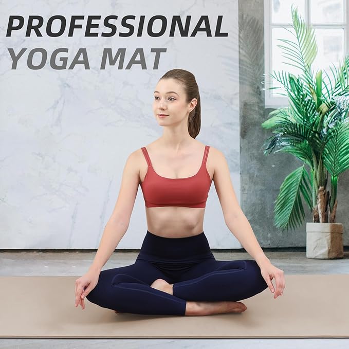 Yoga Mat Extra thick 8mm Exercise mat, Soft Lightweight TPE Fitness Mat with strap, High Elasticity, Anti-fatigue,non-slip mat for Women, Yoga, Camping, Travel, Gym & Outdoor | 72"L x 0.32"Th - Bloomnest