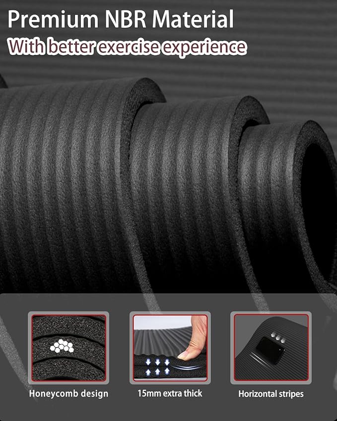 Yoga Mat Thick Wide Yoga Mats for Women Men Large Exercise Mat 78"x35" 1/2 Inch Workout Mat for Home Gym, with Carrying Yoga Bag