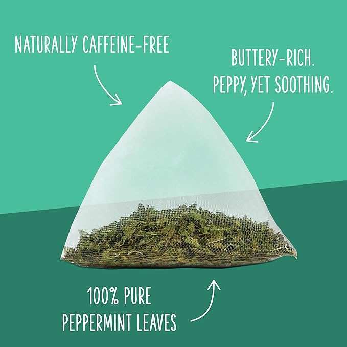 Two Leaves and a Bud Organic Peppermint Tea Bags, Naturally Caffeine Free, Herbal Whole Leaf Peppermint Tea in Compostable Sachets, 100 Count (Pack of 1) - Bloomnest