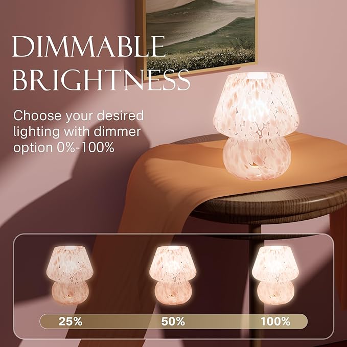 Mushroom Lamp Table Lamp for Bedroom,Small Desk Bedside Lamps for Living Room,Mushroom Decor Cute Mini Modern Mid Century Lamps for Night Stands,Aesthetic Home Living Room Decor(Blush Pink) - Bloomnest