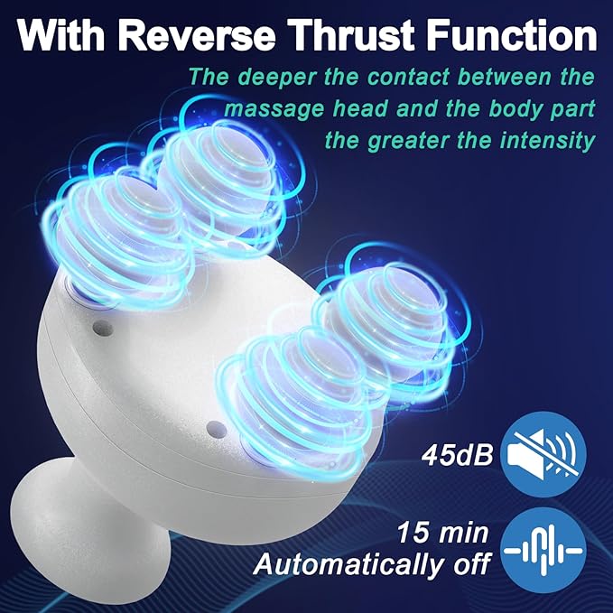DEITY 4 Heads Handheld Massage Gun Deep Tissue, Electric Body Massager, Percussion Muscle Massager for Easing Shoulder and Back Tension, with Reverse Thrust Function, Pink - Bloomnest