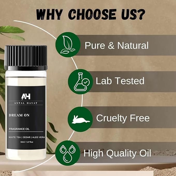 Dream On Essential Oil Scent 50mL - Inspired by Westin Hotel - Home Luxury Scent - Antal Hayat Diffuser Oil - White Tea, Cedarwood, Amber, Musk - Diffuser Oil Blends for Aromatherapy - Bloomnest