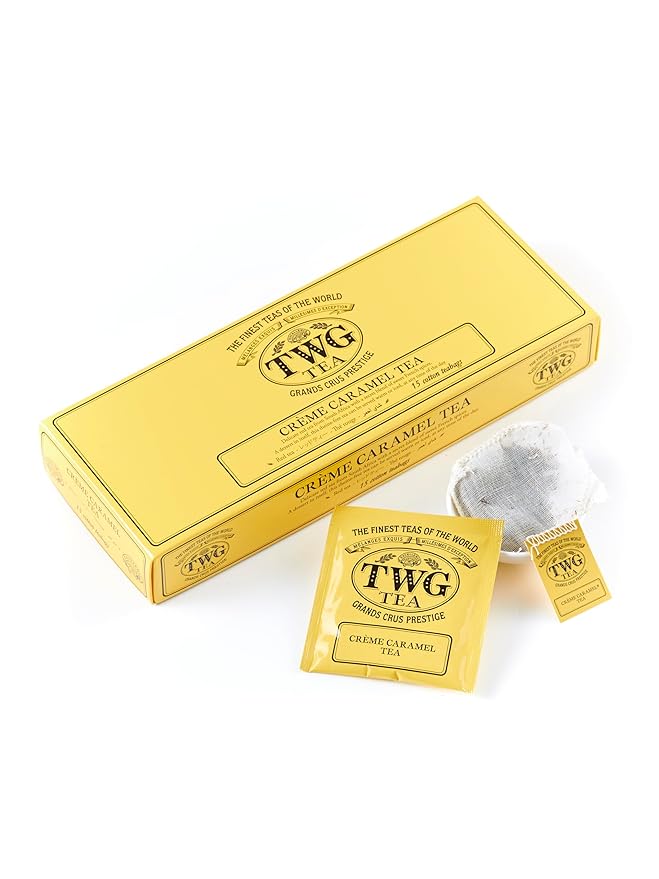 TWG Tea | Crème Caramel Tea | Rooibos Tea | Caramel & Theine-Free | 15 Hand Sewn Cotton Teabags | Gift Set - Bloomnest