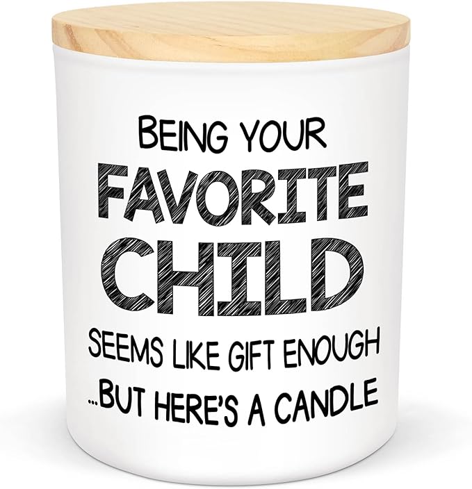 TEEZWONDER Birthday Gifts for Mom from Daughter Son - Favorite Child Vanilla Lavender Candle 10 oz - Dad Mom Birthday Gifts, Funny Gift for Grandma Grandpa, Scented Candles for Men Women - Bloomnest