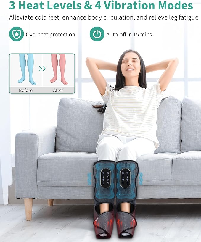 Medcursor Cordless Foot and Leg Massager with Heat, Rechargeable Leg Massager for Circulation and Pain Relief After Exercise, Portable Massager Boots for Home Office Gym Use, FSA HSA Eligible - Bloomnest