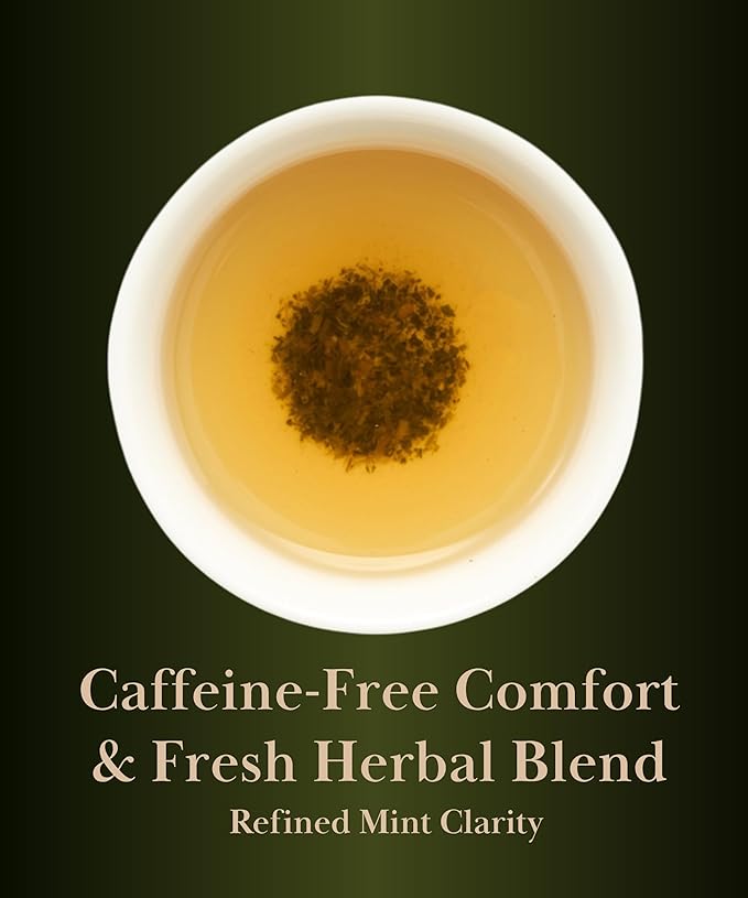 EZR Leaf Mint Herbal Tea, Caffeine Free Decaf, Pyramid Tea Bags 20 Counts 2.1 Once German Peppermint, Lemongrass, Licorice Blend for Relaxation, After-Meal, Bedtime - Bloomnest