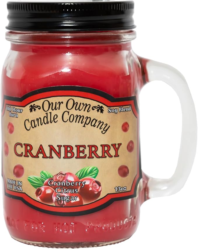 Our Own Candle Company, Cranberry Scented Mason Jar Candle, 100 Hour Burn Time, 13 Ounces - Bloomnest