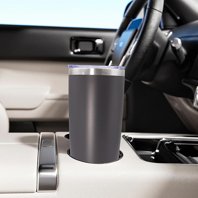 20oz Tumbler Stainless Steel Tumbler Cup with Lid Vacuum Insulated Double Wall Travel Mug, Durable Powder Coated Travel Coffee Tumbler Mug for Hot & Cold Drinks, Grey,1 Pack - Bloomnest