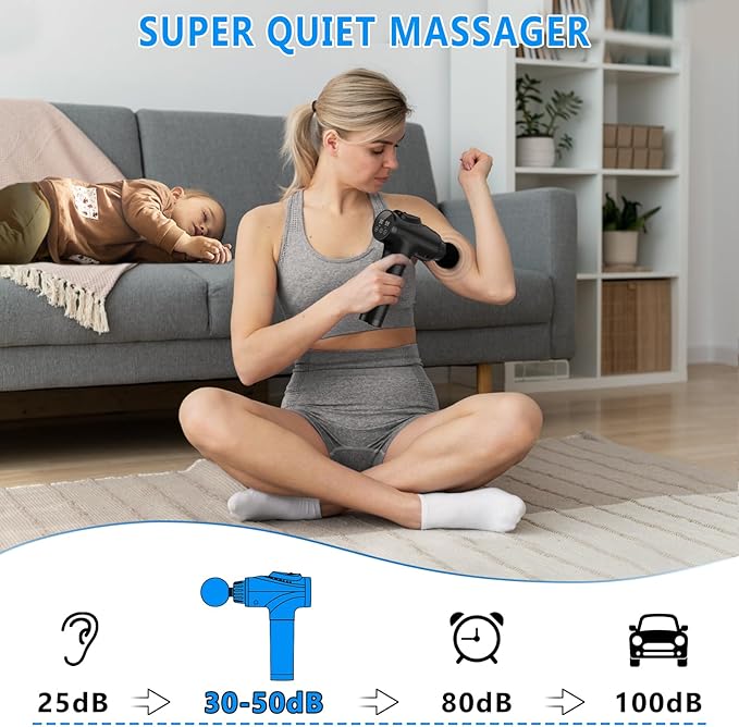 Massage Gun, Muscle Massage Gun for Athletes Handheld Electric Deep Tissue Back Massager, Percussion Massage Device for Pain Relief with 30 Speed Levels 9 Heads - Bloomnest