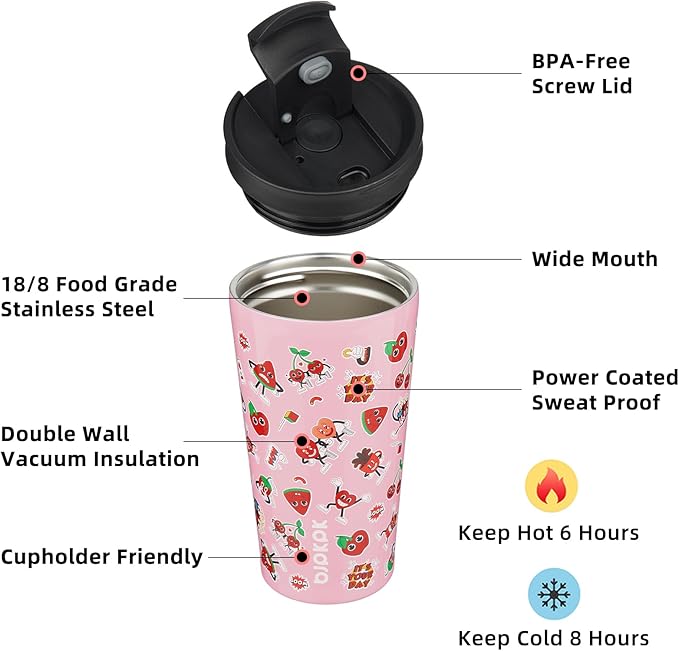 BJPKPK 18oz Stainless Steel Insulated Tumbler With lid And Straw Travel Coffee Thermal Tumblers Cup For Women And Men,Passionate Pink - Bloomnest