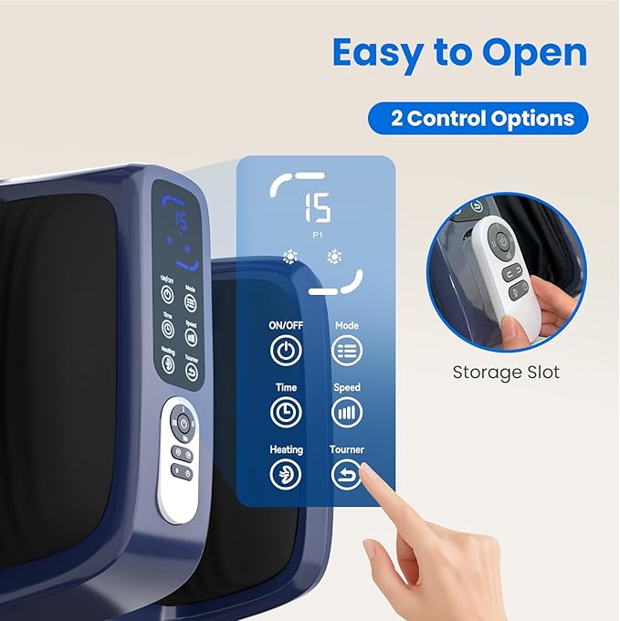 Shiatsu Foot Massager Electric Feet Massager with Heat and Deep Tissue Kneading for Relief Fatigue, Deep Rolling Massage, Promotes Blood Circulation, Wireless Remote Control - Bloomnest
