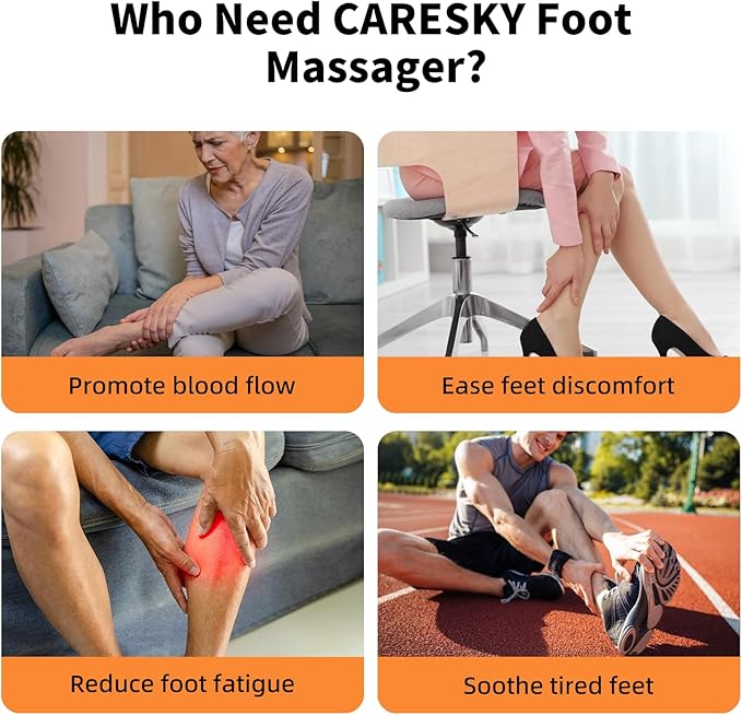 CARESKY® Foot Massager with Heat, Shiatsu Foot Massager for Plantar Fasciitis, Neuropathy Pain Relief, Deep Tissue Foot and Calf Massager, Boosts Circulation