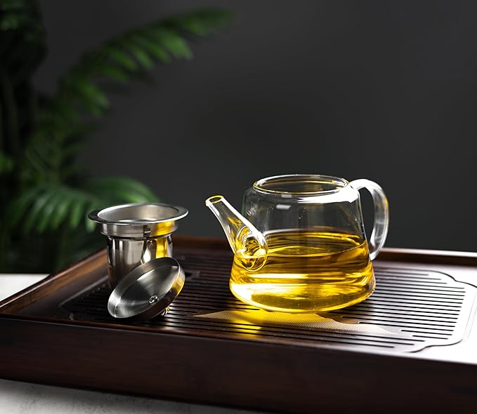 25oz (750ml) Borosilicate Glass Teapot with Removable Stainless Steel Infuser – Heat Resistant Clear Tea Pot for Loose Leaf, Herbal & Blooming Tea – Stovetop, Microwave & Dishwasher Safe - Bloomnest