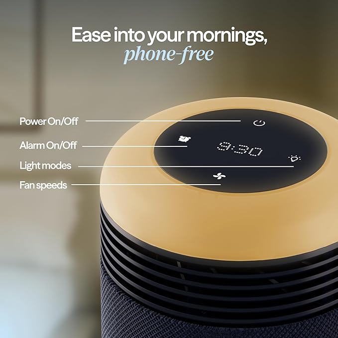 BLUEAIR Purifier for Bedroom - Mini Restful - Sunrise Clock with HEPASilent Filtration and Wake Up Light - Cleans Air and Supports Circadian Rhythm - USB-C and App Connectivity, Blue - Bloomnest