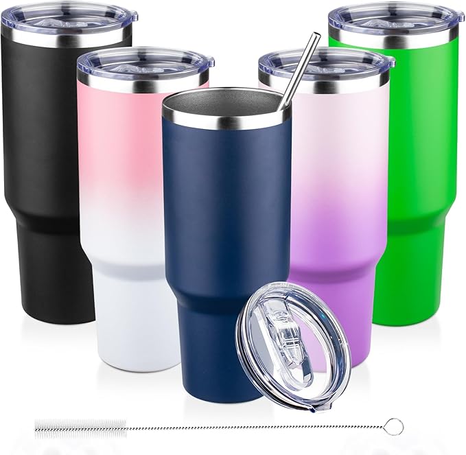 40 oz Tumbler with Lids and Straws Double Wall Vacuum Insulated Tumbler Cup,Stainless Steel Leak-proof Thermal Tumbler Powder Coated Travel Coffee Mug for Cold and Hot Drinks,Navy Blue - Bloomnest