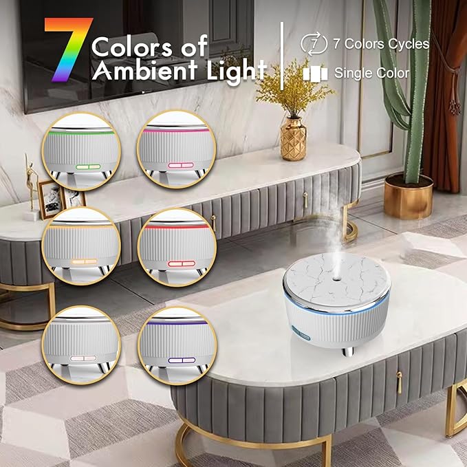 Diffusers for Essential Oils Large Room, Aromatherapy Diffuser with Remote Control,7 Colors Lights 3 Mist Mode for Women Office Home White Sliver - Bloomnest