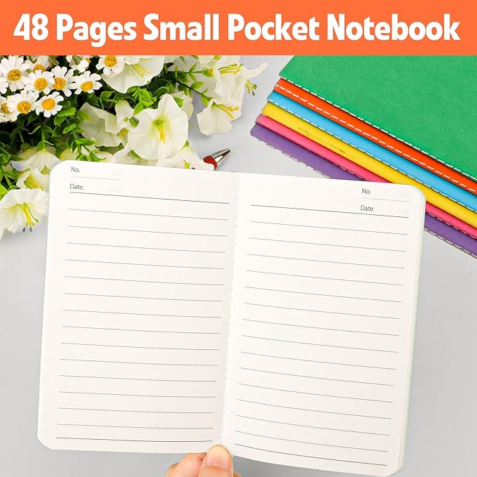100 Pack Small Lined Notepads Bulk, Mini Journal Pocket Notebooks Set 3.5 Inch x 5.5 Inch, Colored Cover Notebook Wide Ruled, 10 Colors 24 Sheets (48 Pages) for Traveler, Students, School Supplies - Bloomnest